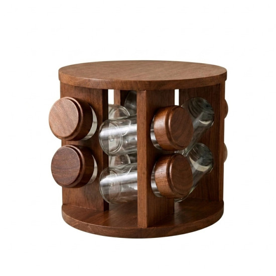 Rotating Spice Jars Set - 8 Pcs